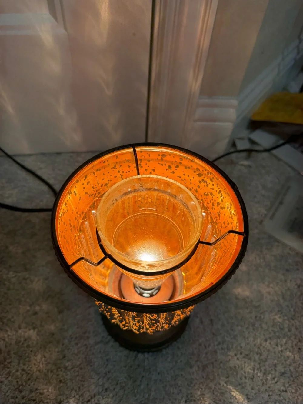 Scentsy Green Amber Glass Table Lamp - Home Accents